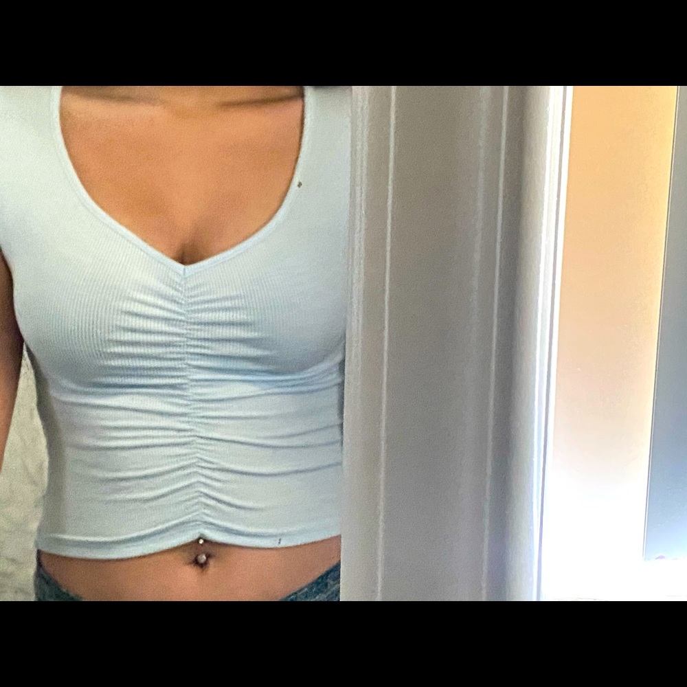 Light blue crop top